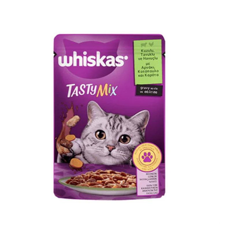 WHİSKAS POUCH TASTYMİX KUZULU TAVUKLU 85 GR